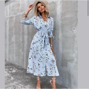 Zara Blue Floral Midi Dress